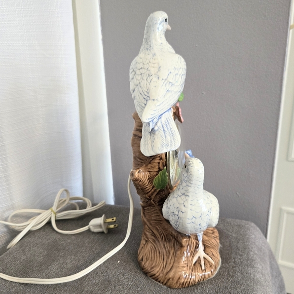 Vtg Eleco Bird Figurine Clock Electric Porcelain Tabletop Floral Tree Trunk - Picture 6 of 12